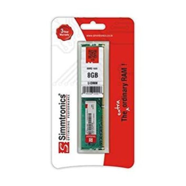 Simmtronics 8GB DDR3 Desktop RAM 1600 MHz (PC 12800) with 3 Year Warranty