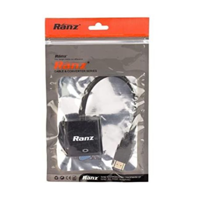 Ranz Hdmi Male To Vga Female Video Converter Adapter Cable For Laptop, Television, Projector, Monitor, Dvd Player- Black